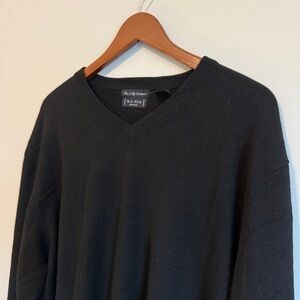 100% Cashmere 2 Ply Men’s XL Black V-Neck Sweater Classic Timeless Old Money